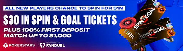 100% first deposit match up to $1,000 plus $10 in extra tickets β PokerStars on FanDuel welcome offer
